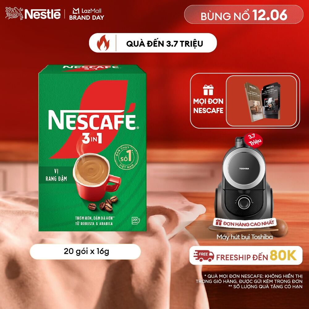 [FREESHIP TOÀN QUỐC] Hộp NESCAFÉ 3in1 VỊ RANG ĐẬM (16g x 20 gói)