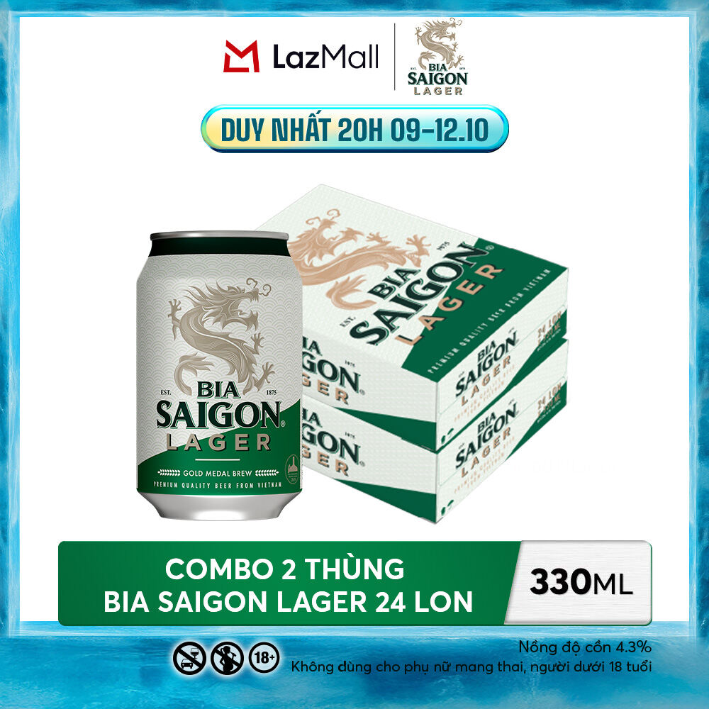 Nồng Độ Cồn 4.3% - Combo 2 Thùng 24 Lon Bia Saigon Lager 330ml