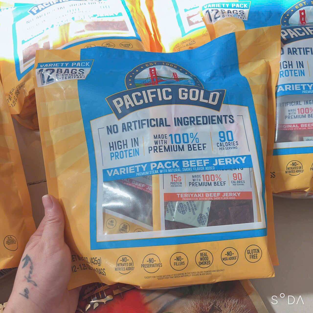 DATE T7/2026-KHÔ BÒ MỸ PACIFIC GOLD BEEF JERKY 425G