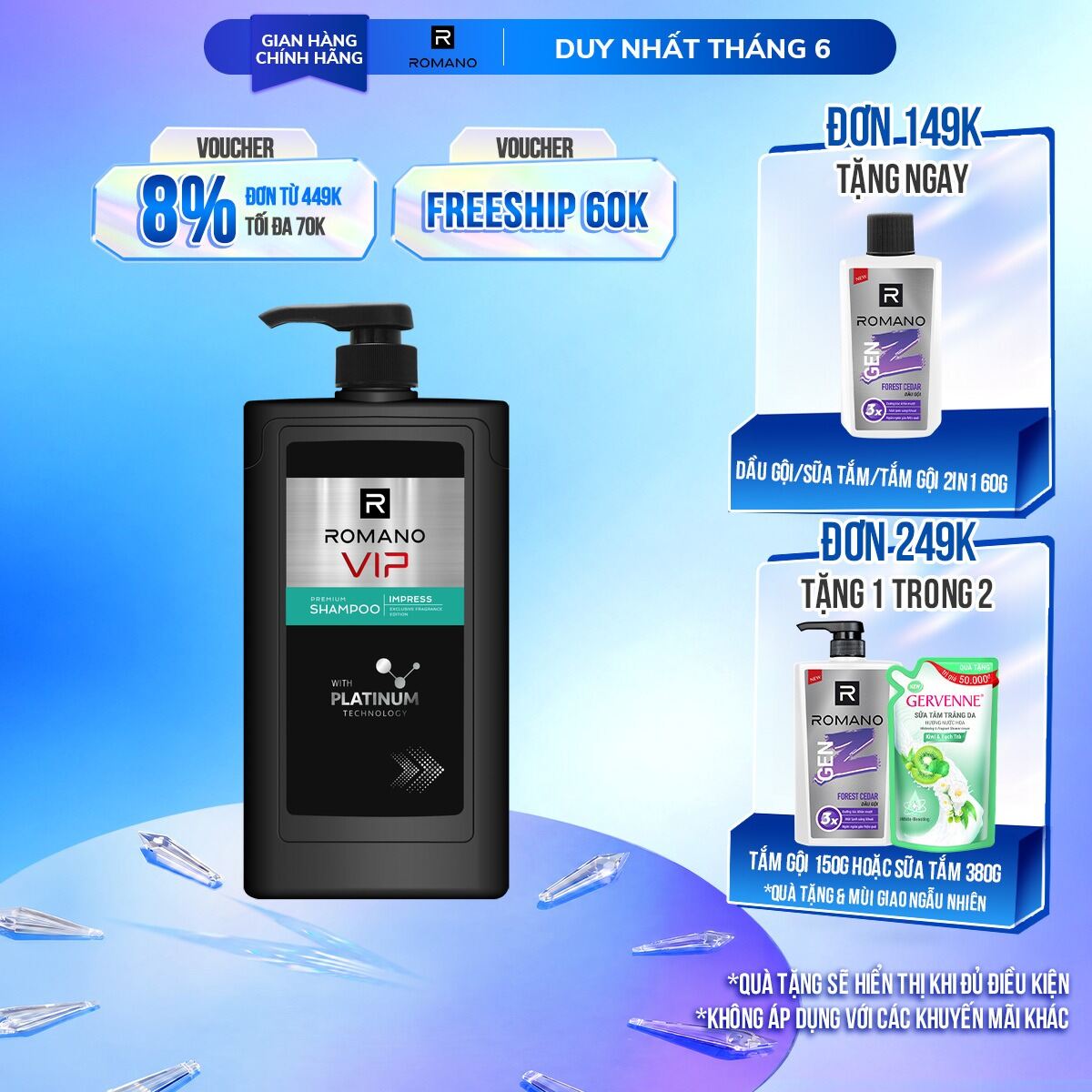 Dầu gội Romano VIP IMPRESS 650G