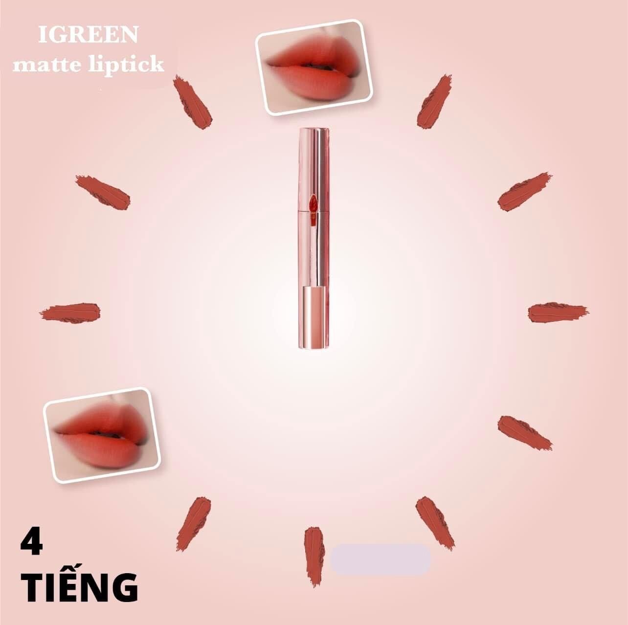 SON KEM LỲ KHÔNG CHÌ MỀM MƯỢT - IGREEN matte lipstick