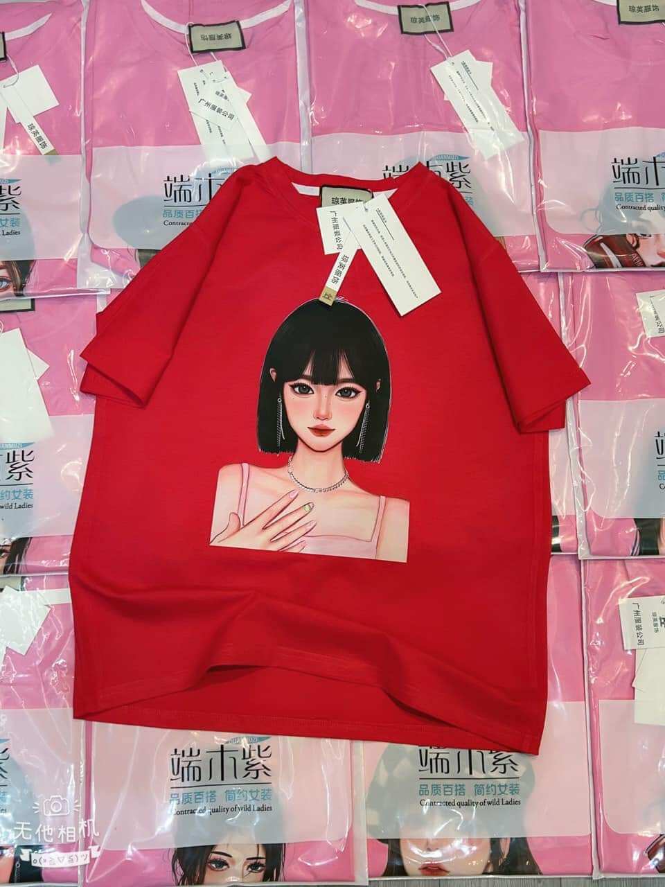 Áo phông cotton hình cô gái siêu xinh ( có ảnh thật ở cuối)
