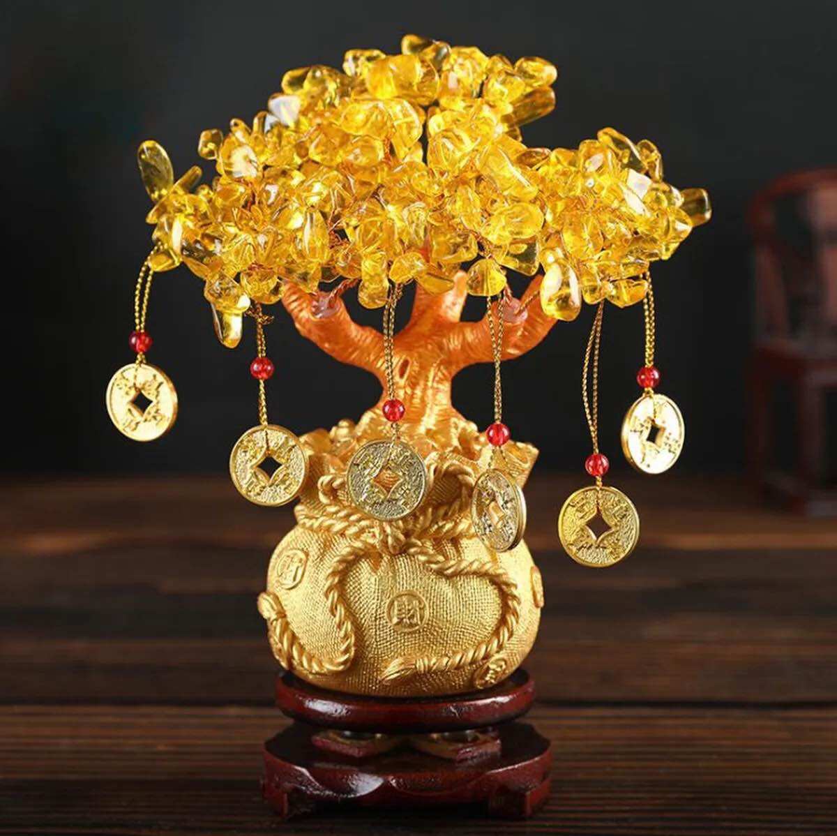 Cây Tài Lộc Đá Thạch Anh Đồng Xu May Mắn