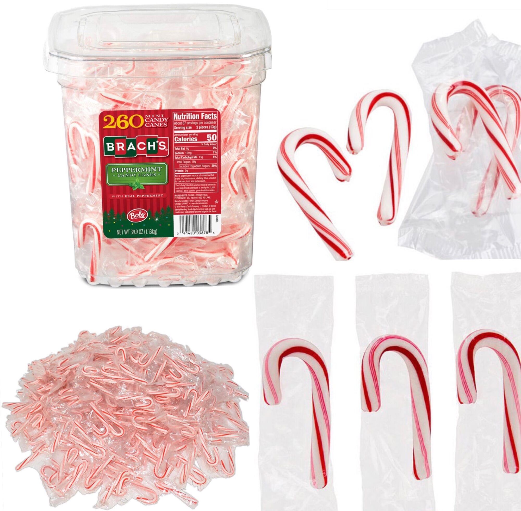 Kẹo Cây Gậy Bạc Hà Mini Brachs Peppermint Candy Canes - Mỹ COMBO HOẶC
