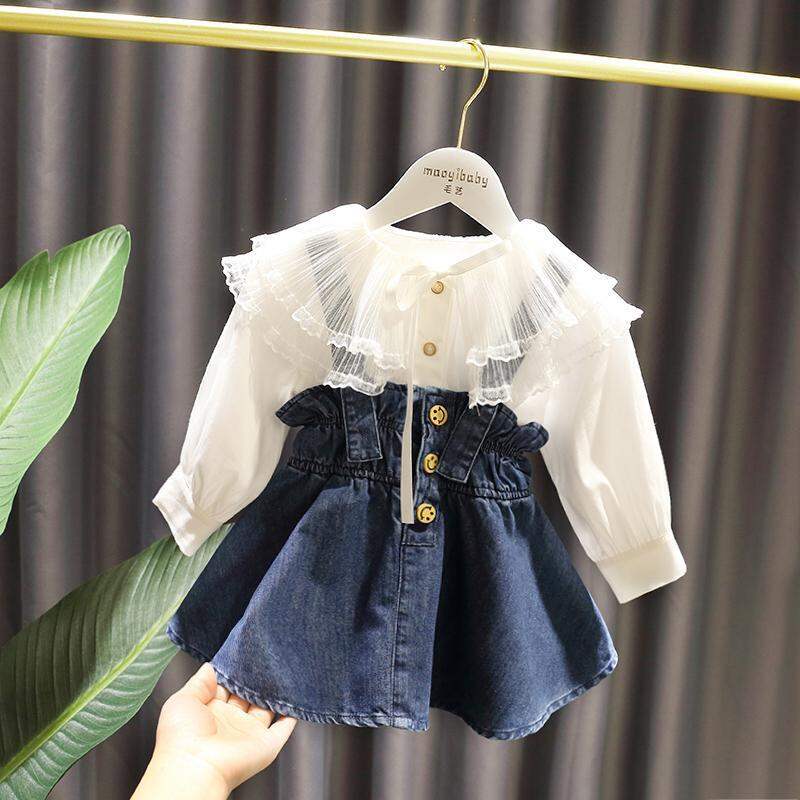 Set sơ mi dài tay tiểu thư xuân hè kèm yếm DAMIE KIDS cho bé gái