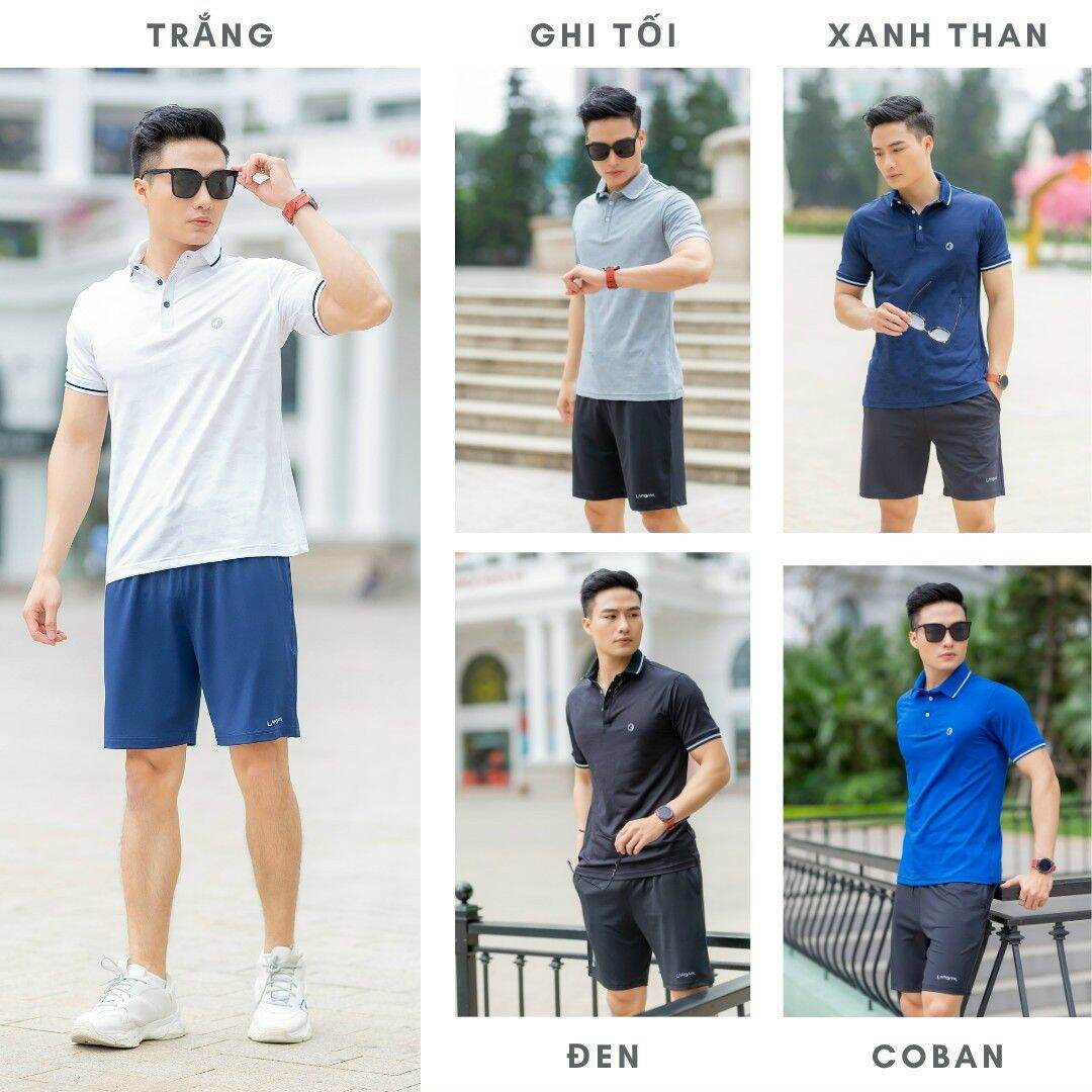 Bộ đồ thể thao nam Laroma có cổ cồ đức cổ trụ chất vải làm mát gồm quần và áo mặc lịch sự đi du lịch đi nghỉ mát mặc ở nhà đi dạo phố uống cafe chất liệu cao cấp xuất Nhật form chuẩn