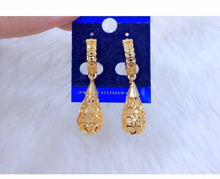 Bông tai nữ kiểu kim tiền tòn ten mạ vàng 18k