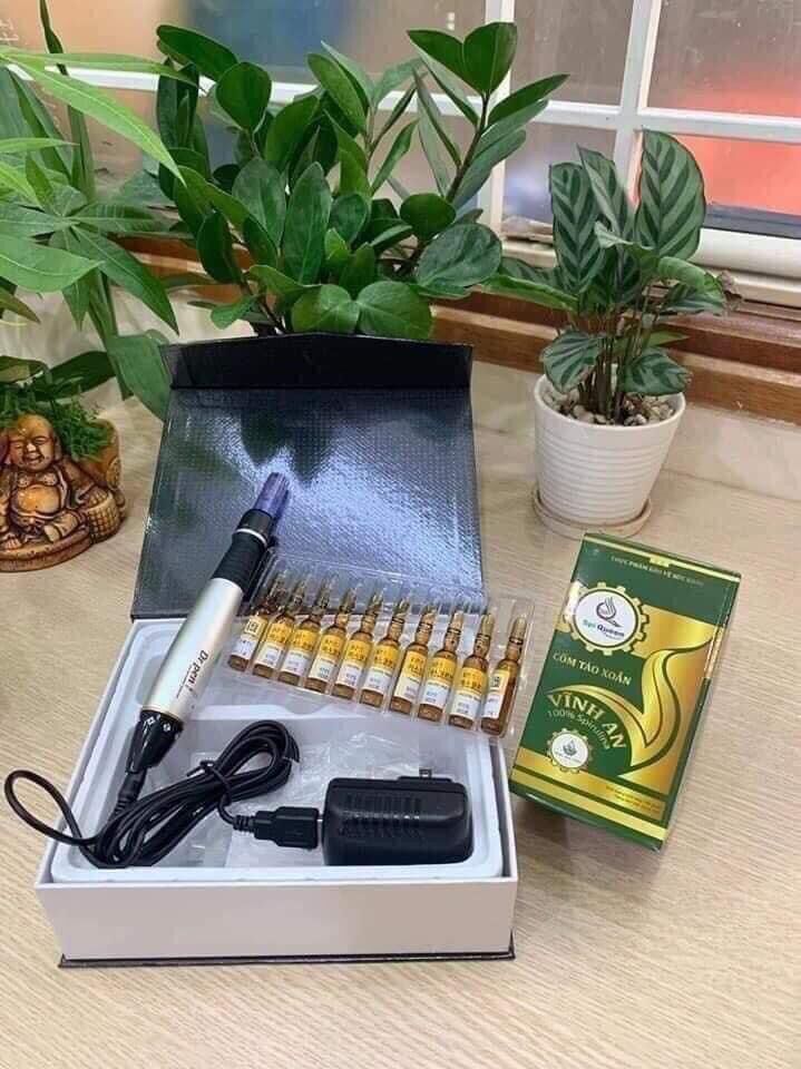 Combo Dr Pen A1 Xám Cấy Tảo ( 1 Máy Dr.Pen A1 Xám + 1 Hộp Tảo Vĩnh An + 1Vỉ Vitamin C + Tặng Sẵn 2 Kim)