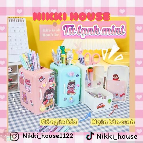 Tủ lạnh mini đựng bút tặng kèm sticker