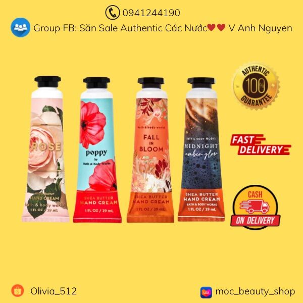 Kem tay Bath and Body Works 29ml nhiều mùi
