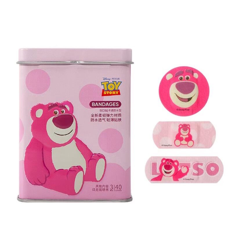 Hộp 40 miếng băng keo cá nhân hình Gấu dâu chính hãng Miniso