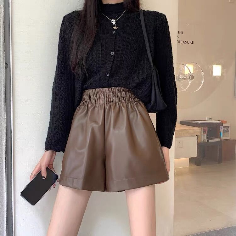 Quần short da nữ cạp chun,quần đùi da nữ siêu hot