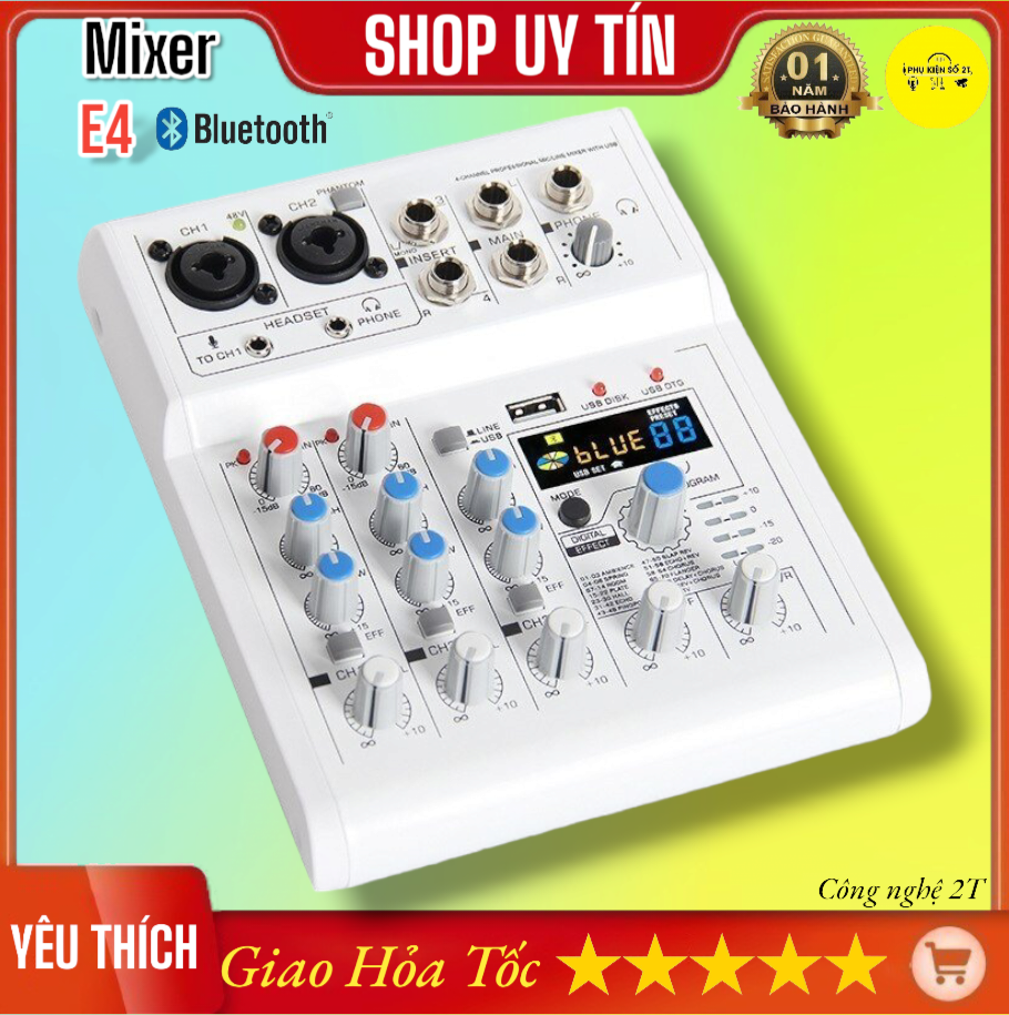 Mixer bàn trộn âm thanh chính hãng SRC E4 88 hiệu ứng am thanh chuẩn phòng thu karaoke