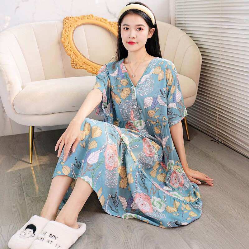 Đầm mặc nhà, đầm bầu lanh lụa freesize rộng siêu thoáng mát