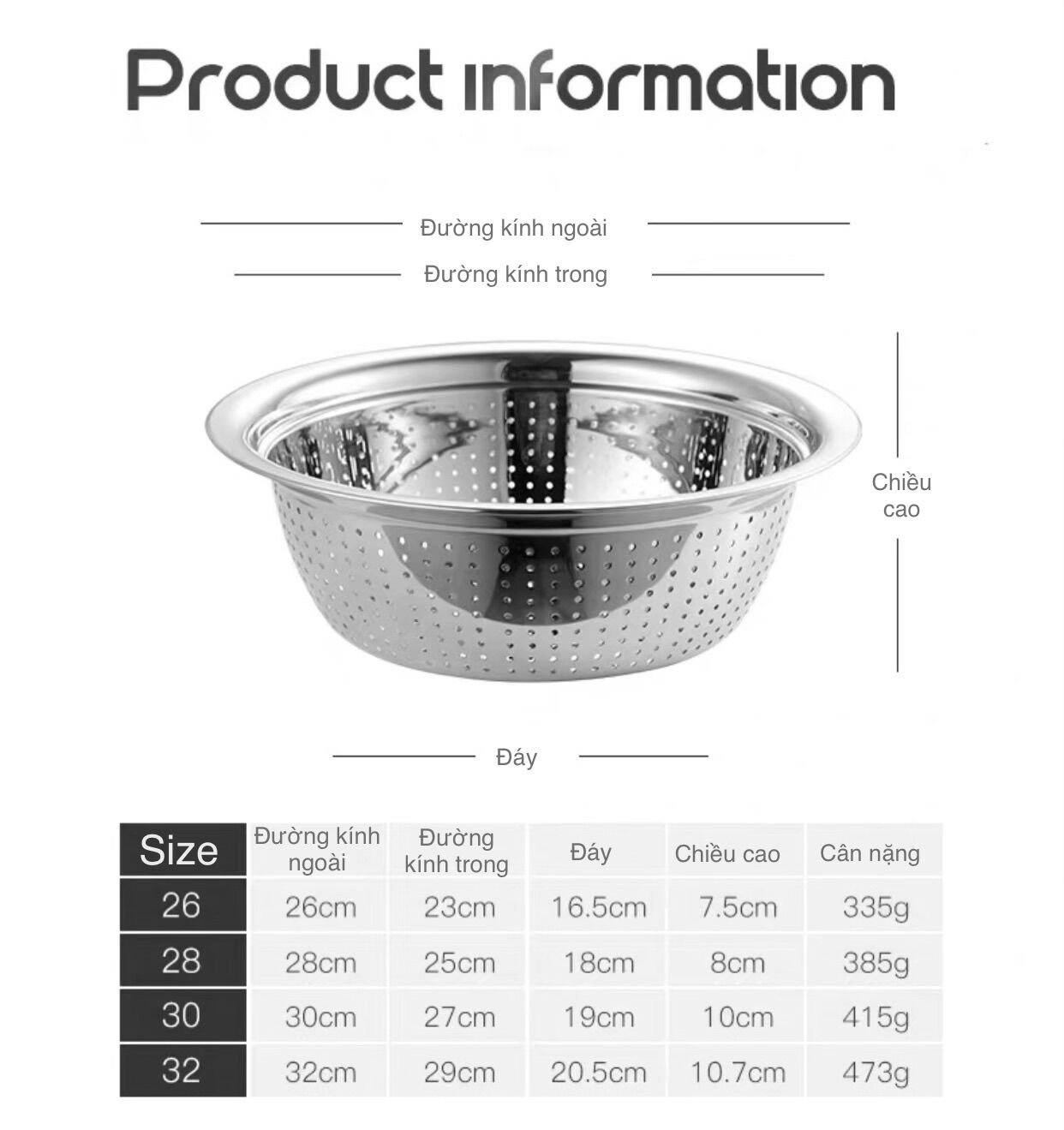 [HCM]Bộ thau rổ Inox SU304 - Onlycook TR62