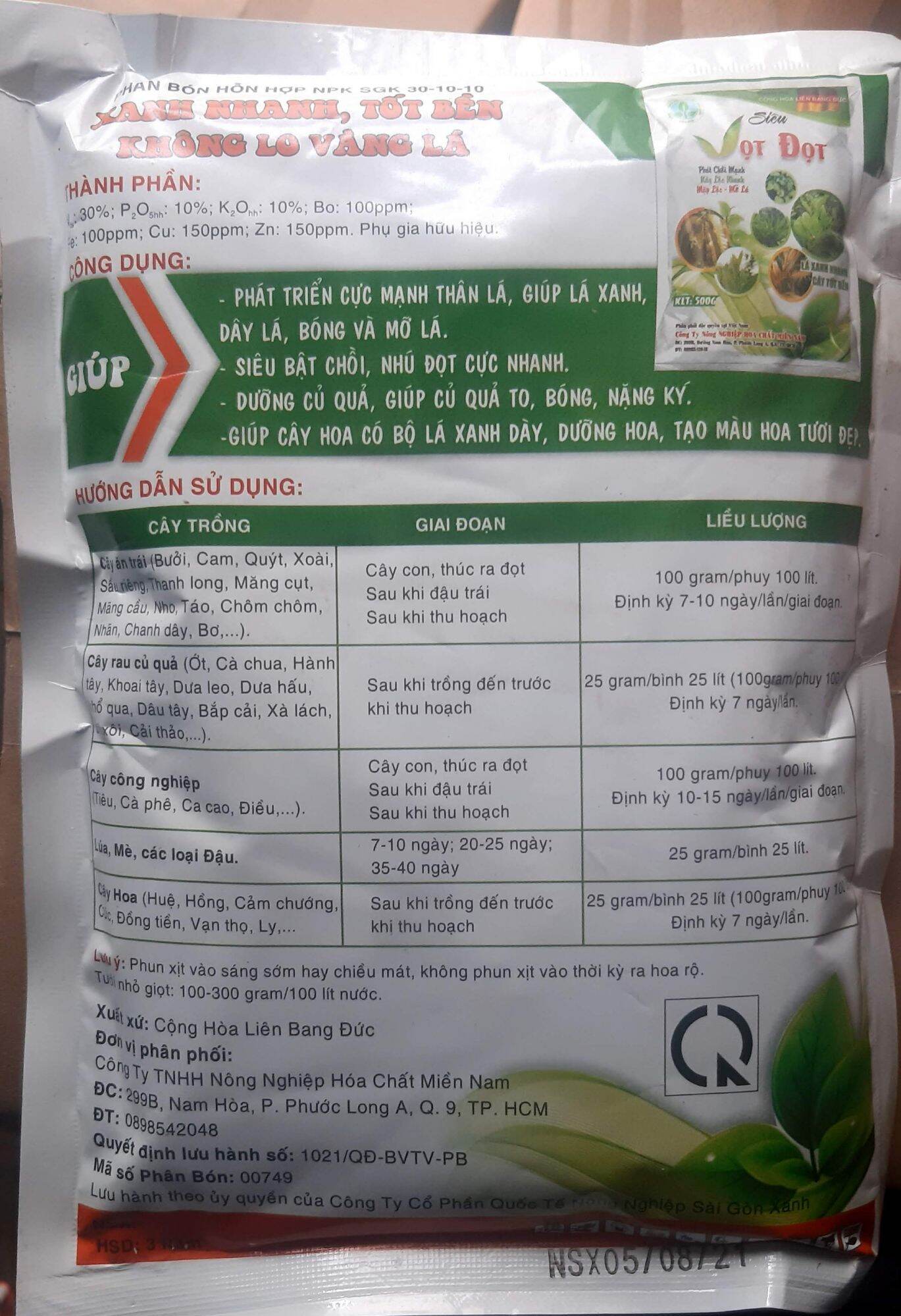 Siêu Vọt Đọt hỗ trợ phát triển cây trồng