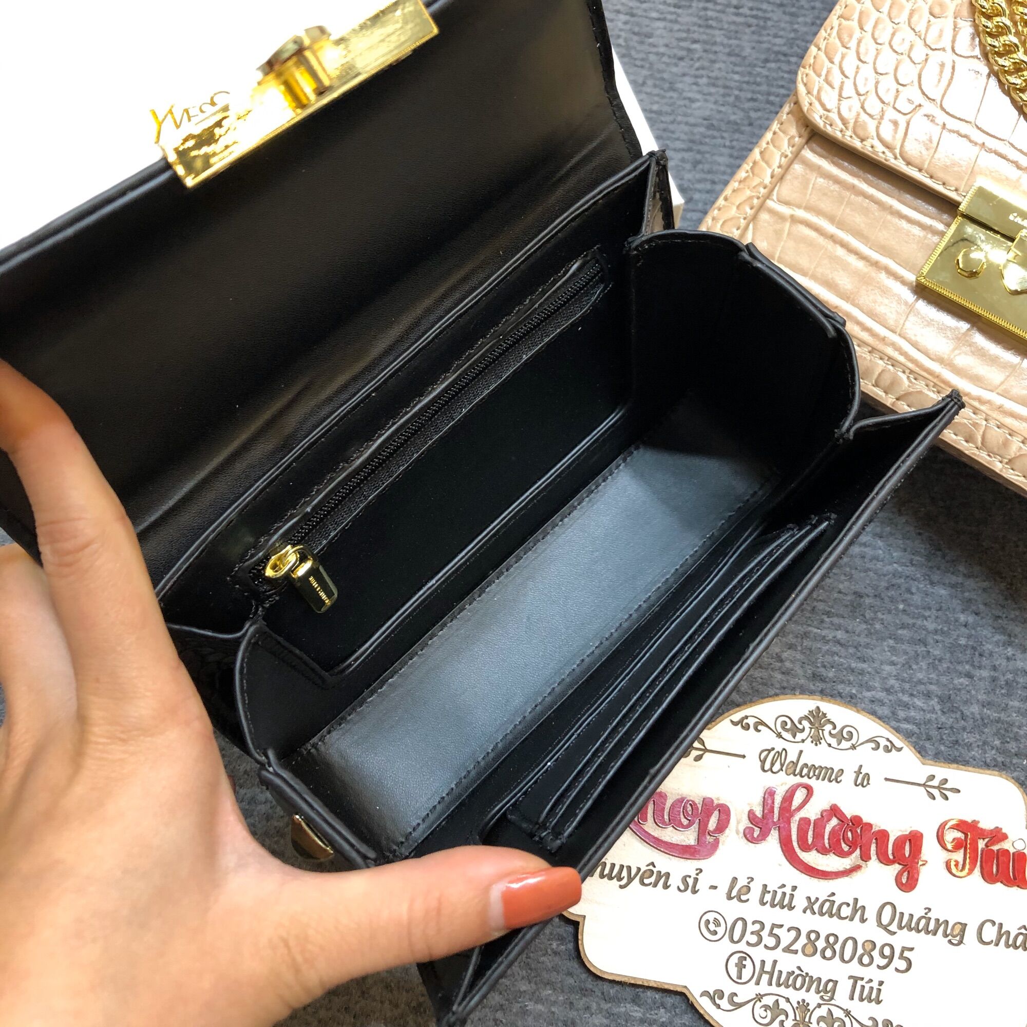 Túi hộp da rắn size 18 chất đẹp(ảnh thật)