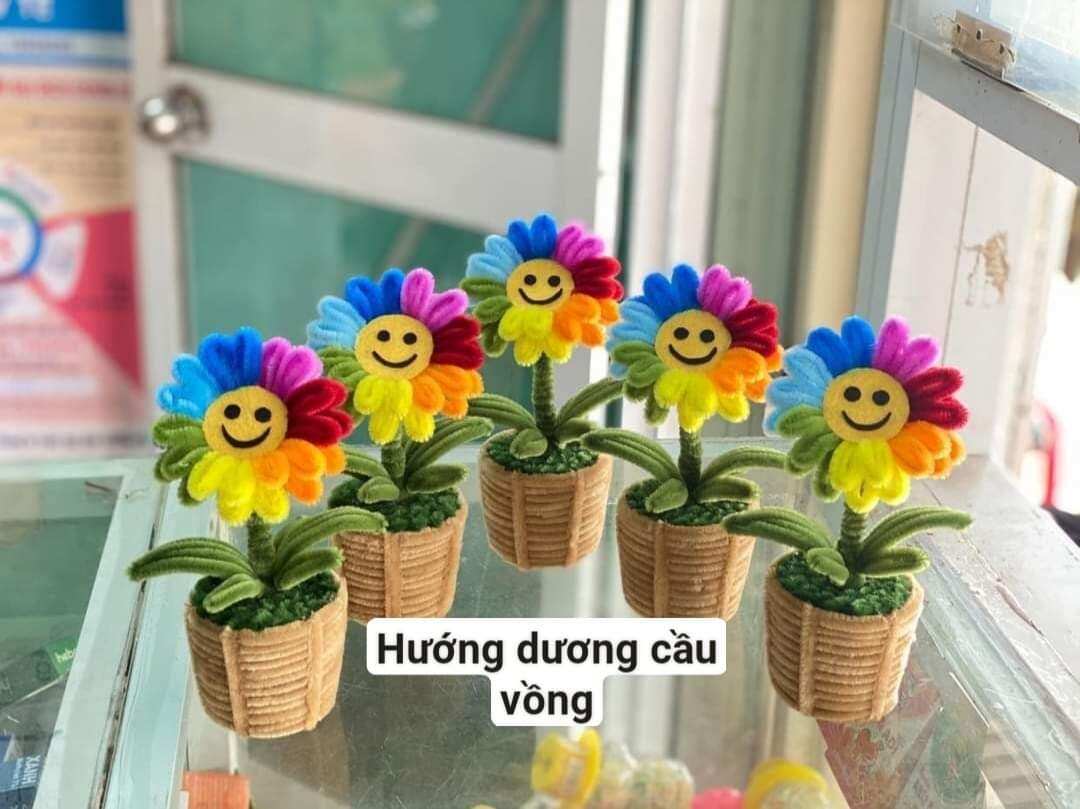( kèm túi đựng ) Chậu hoa mi ni bằng kẽm nhung làm sẵn