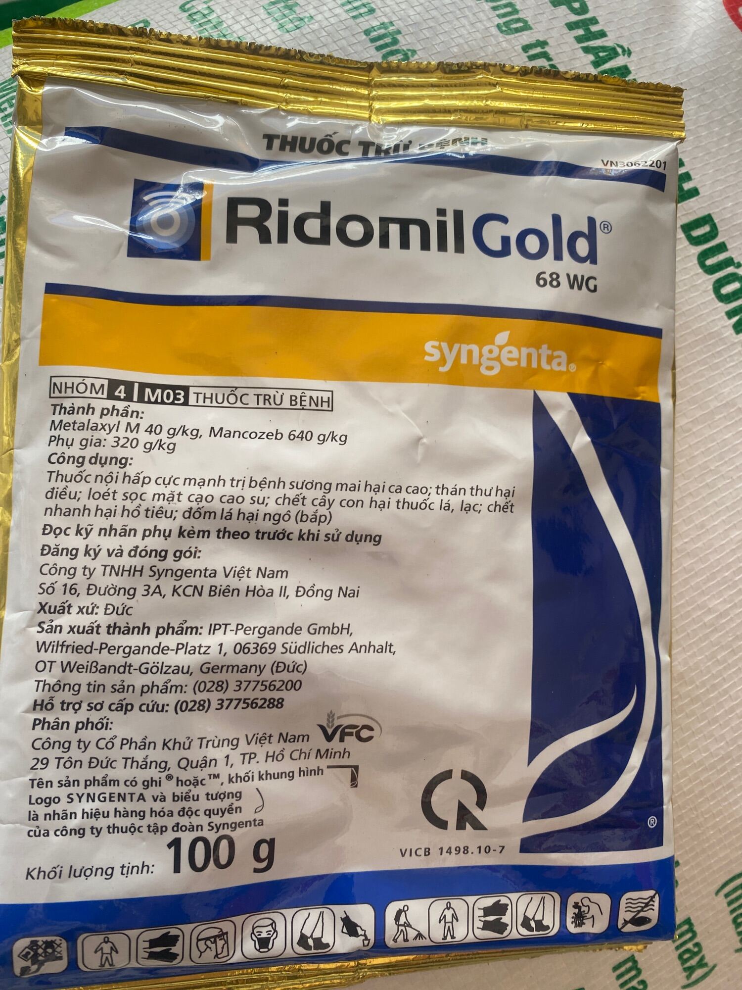 Ridomil gold 100g  thuốc nội hấp cực manh trị bệnh sương mai hại ca cao