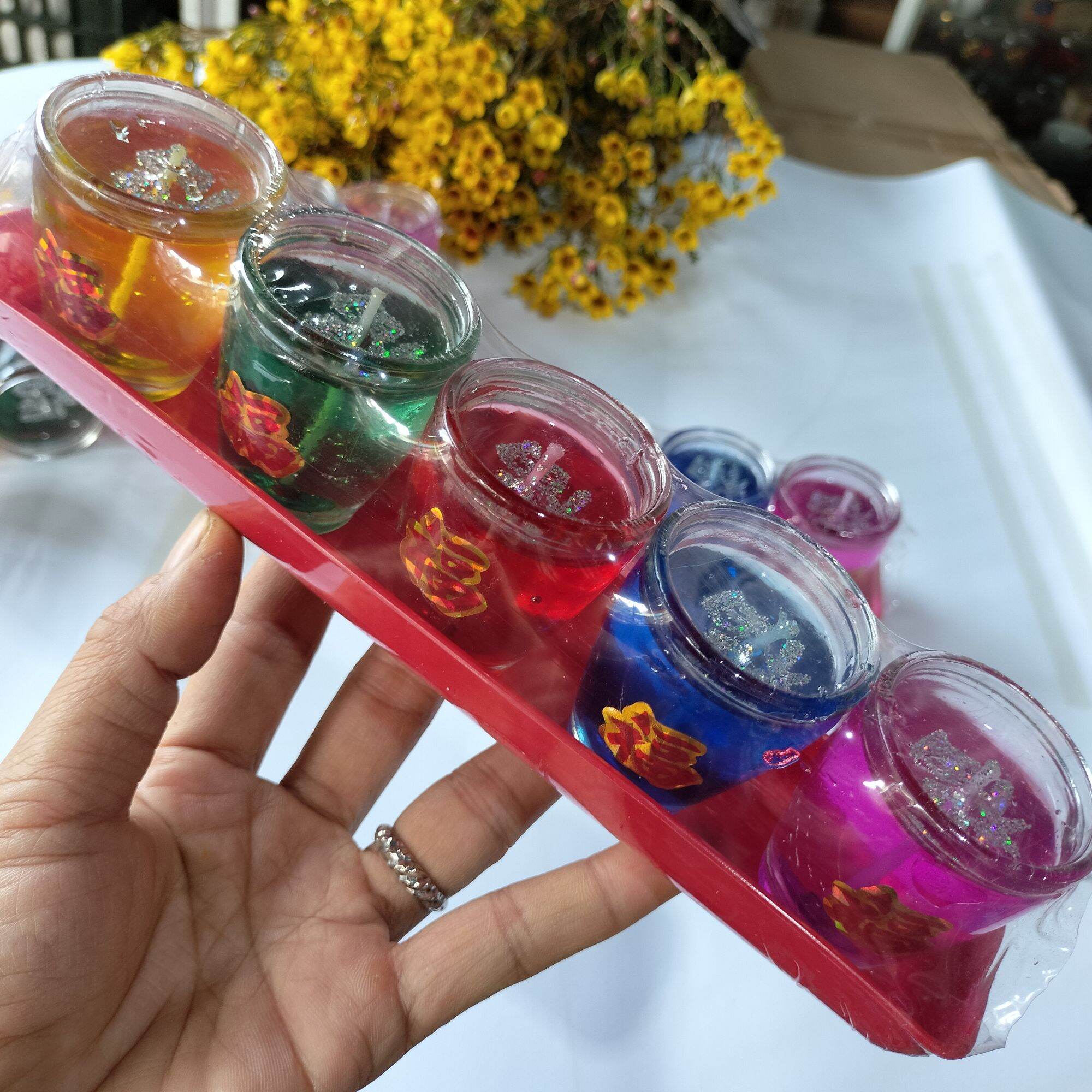 Đèn cầy ly 5 màu Thần Tài (5 ly)