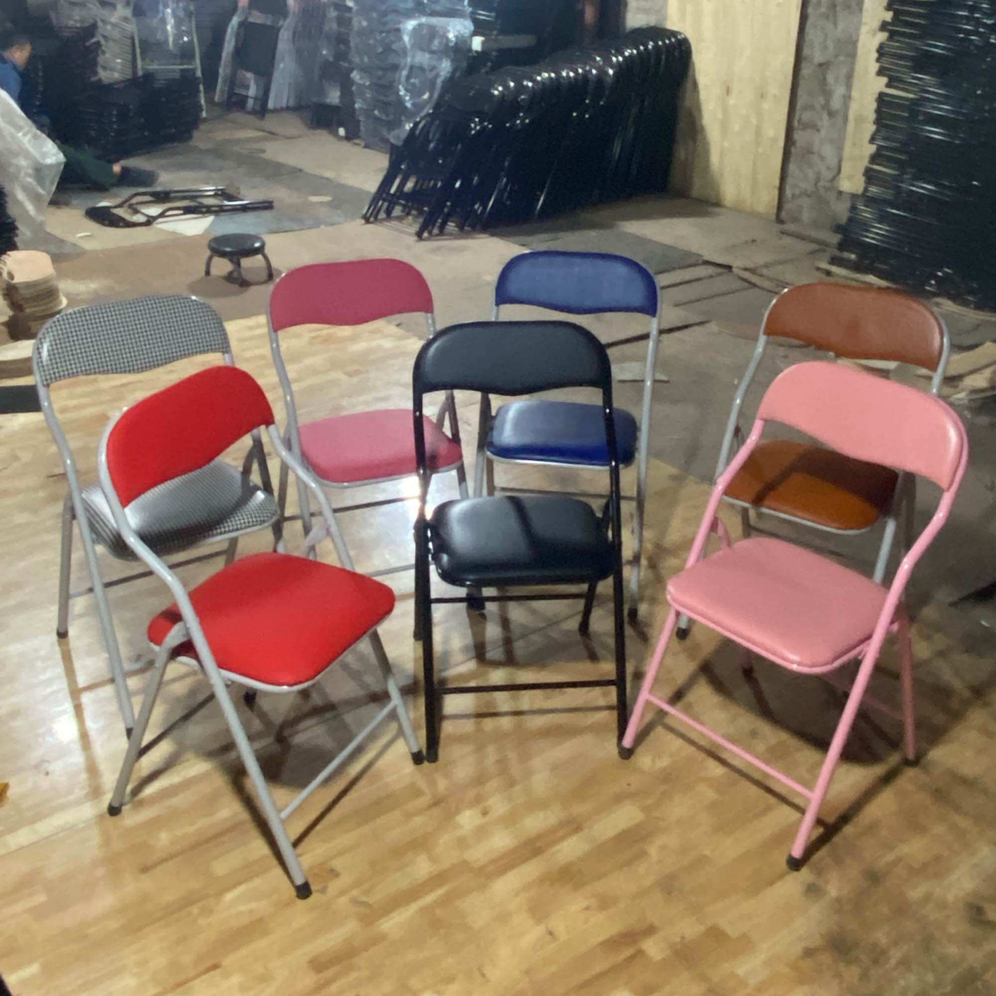 Ghế văn phòng , Ghế vuông gấp gọn, ghế gấp gọn, ghế khung sắt, ghế đệm da