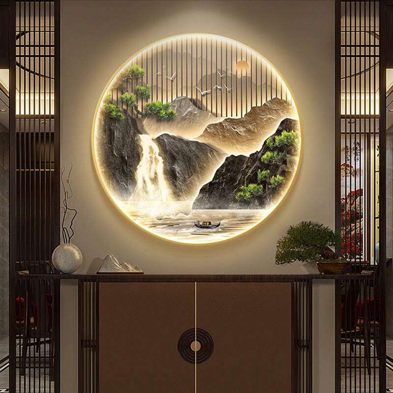 QIUZHISE | New Chinese Style Prosperity Blessing Round Landscape Decorative Painting