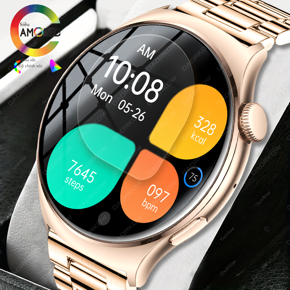 Đồng hồ tròn thông minh 2024 dành cho nam và nữ Cuộc gọi Bluetooth Theo dõi sức khỏe Mặt đồng hồ tùy chỉnh Vòng đeo tay Tương thích với Android Ios
