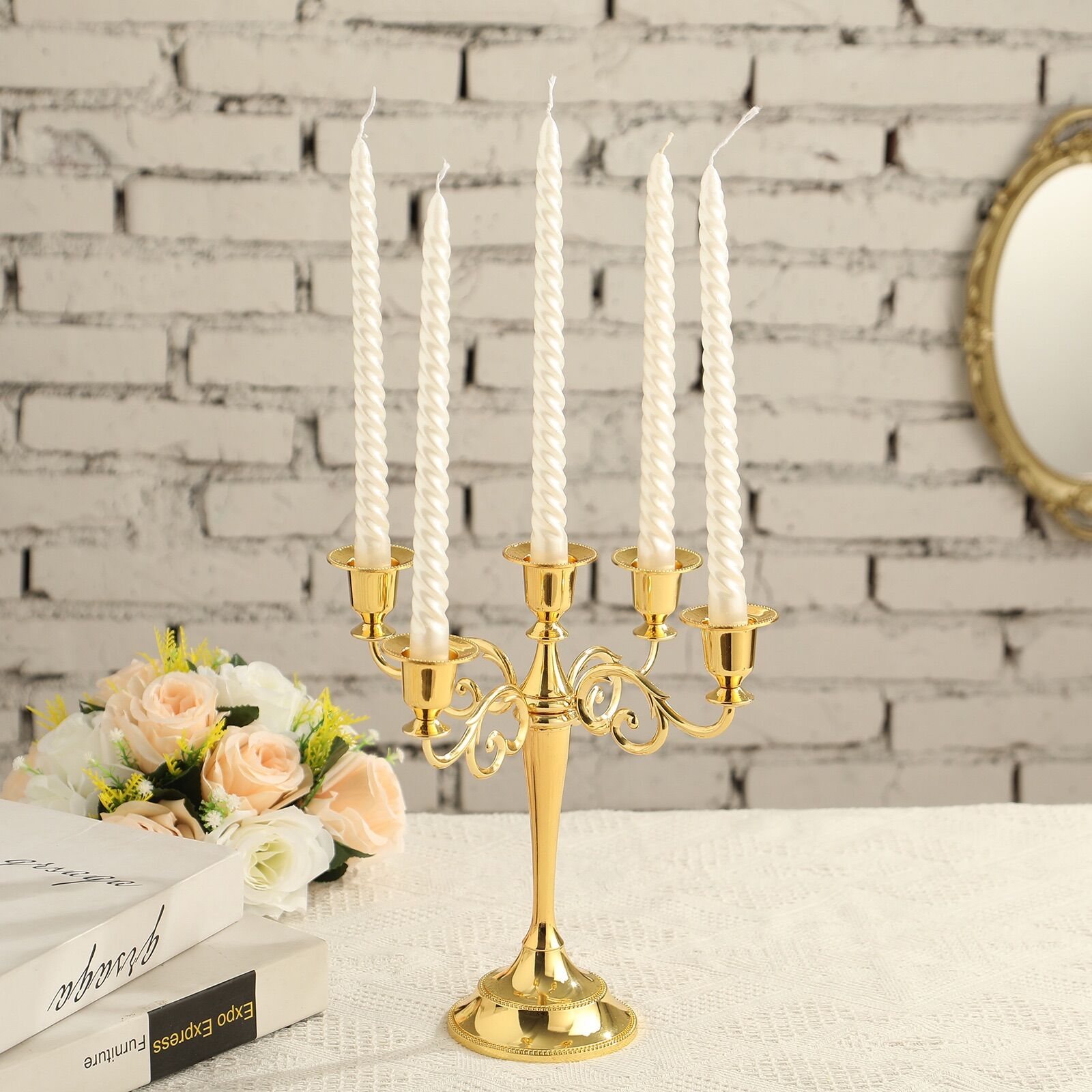 Chân nến 5 tay trơn , chân nến 3 tay mầu vàng và Bạc trang trí Huydecor