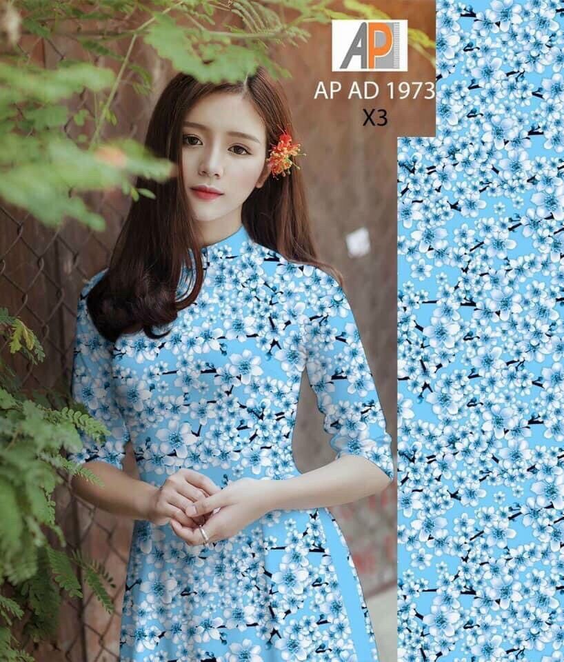 Vải áo dài in hoa đều thân áo