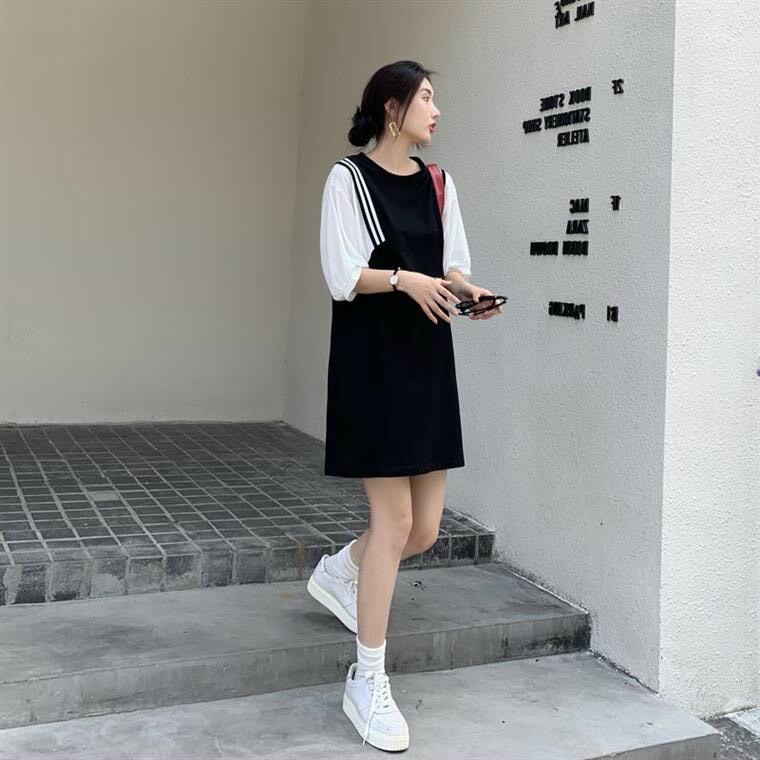 đầm bigsize suông phối trắng