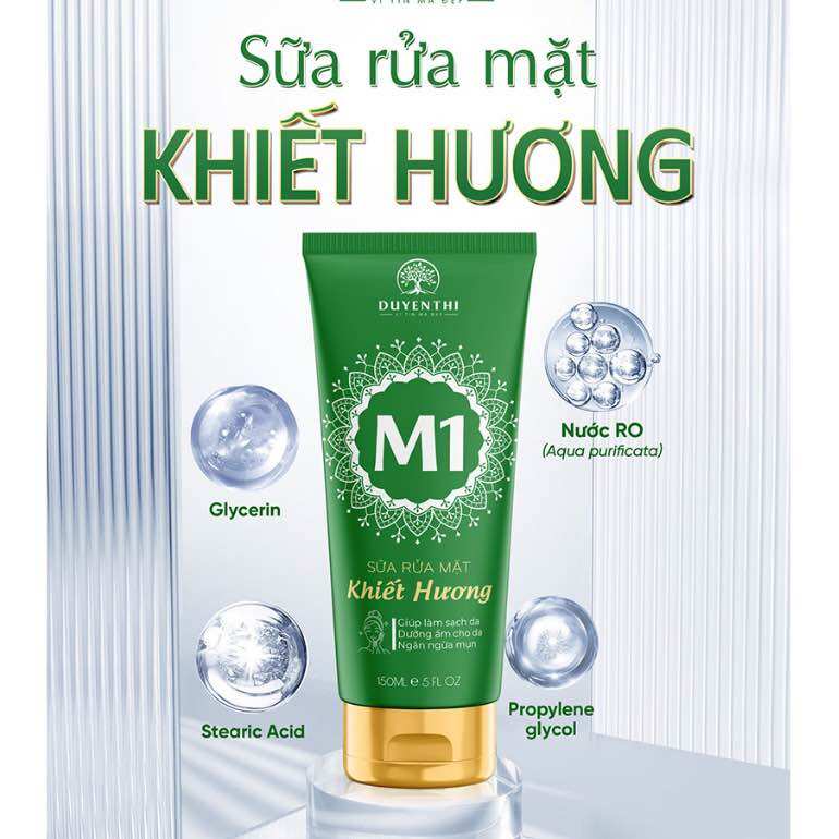 Sữa rửa mặt khiết hương m1 bách y sâm cho da dầu mụn sạch sâu 150ml