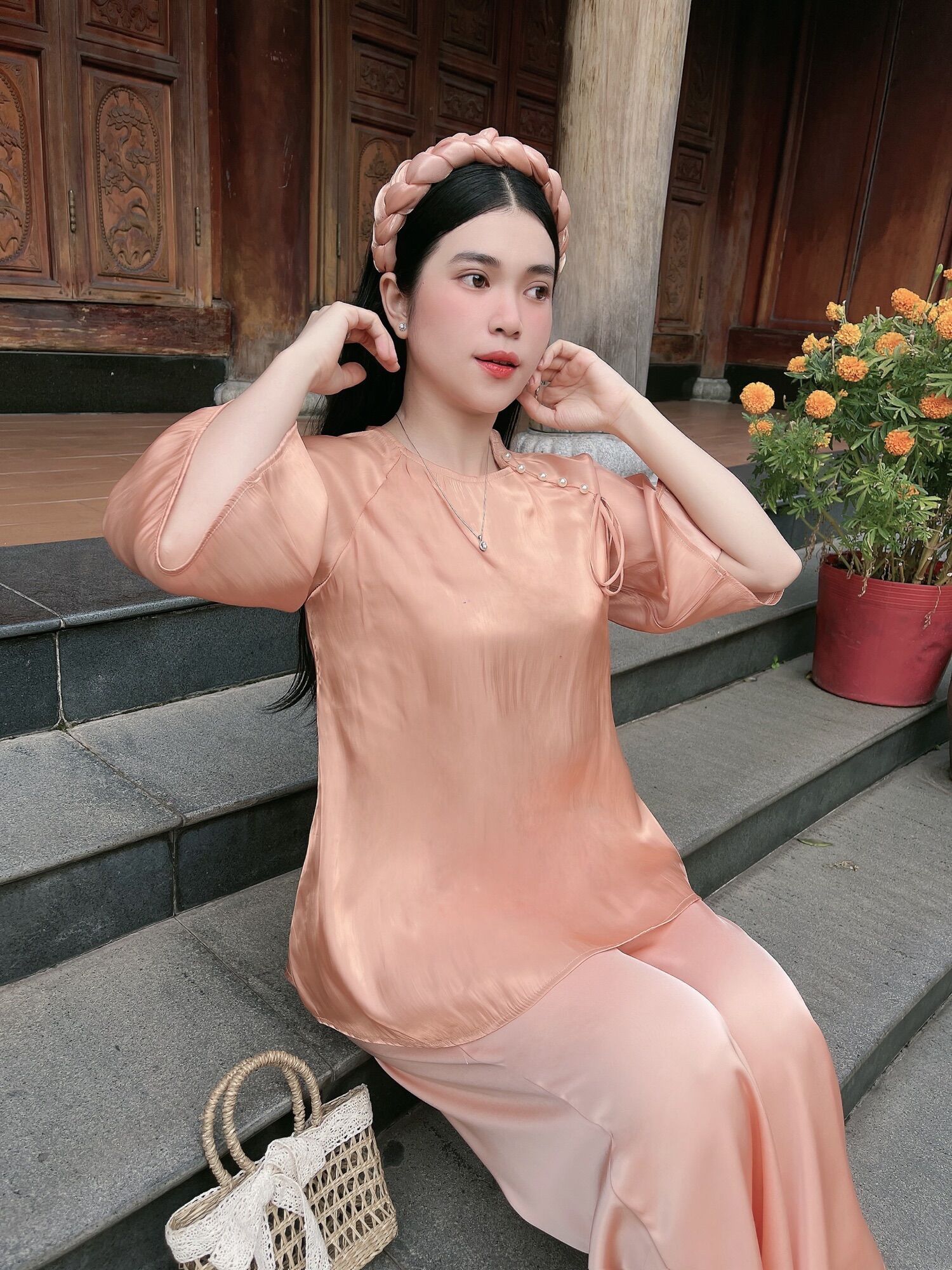 Đồ Lam Đi Chùa _ Mẫu Hồ Điệp ( Chất vãi voan lụa cao cấp )