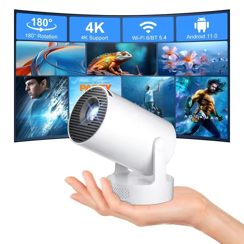 Máy Chiếu Di Động 4K HY300 Ultra Tích Hợp Loa, Hệ Điều Hành Android 11, Bluetooth 5.4, Màn Hình LCD, Dùng Cho Xem Phim Ngoài Trời, Cắm Trại