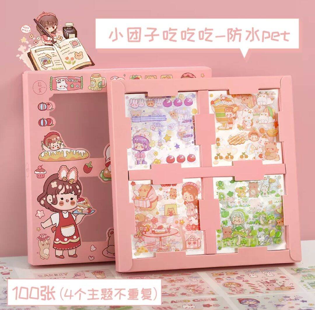 Hộp 100 sticker trang trí pvc trong suốt
