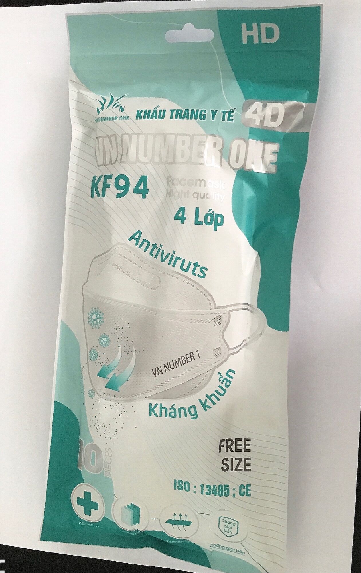 Khẩu trang y tế kf94 vn number one 4 lớp dày