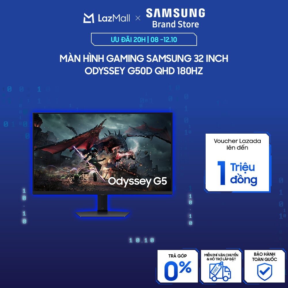Màn Hình Gaming Samsung 32 Inch Odyssey G50D QHD 180Hz LS32DG502EEXXV
