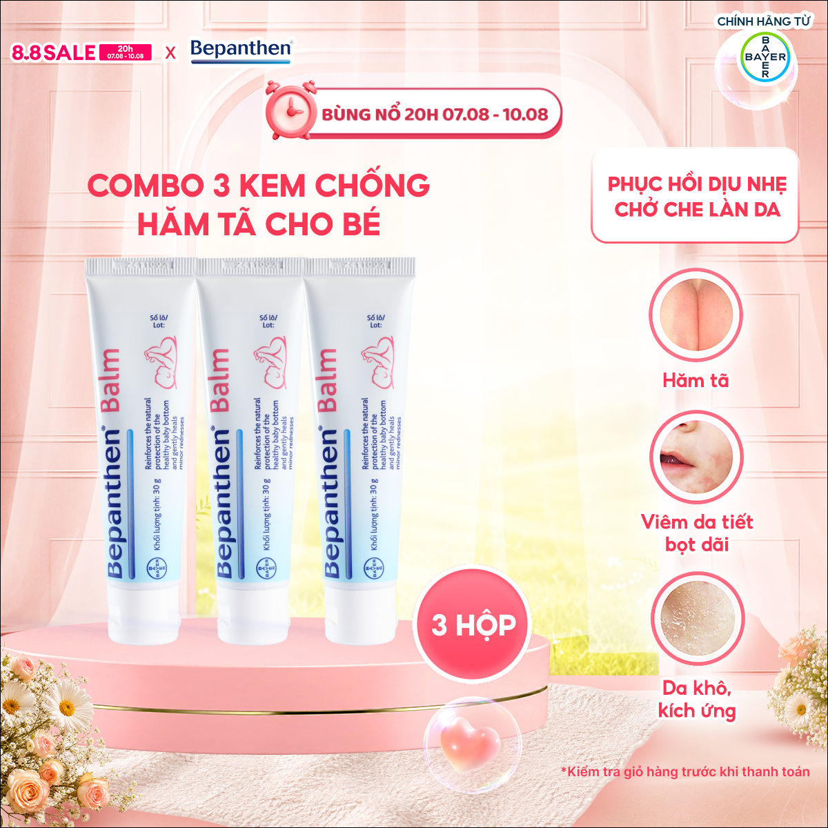 Combo 3 Kem Chống Hăm BEPANTHEN Balm Dạng Kem Mỡ Tuýp 30G x3