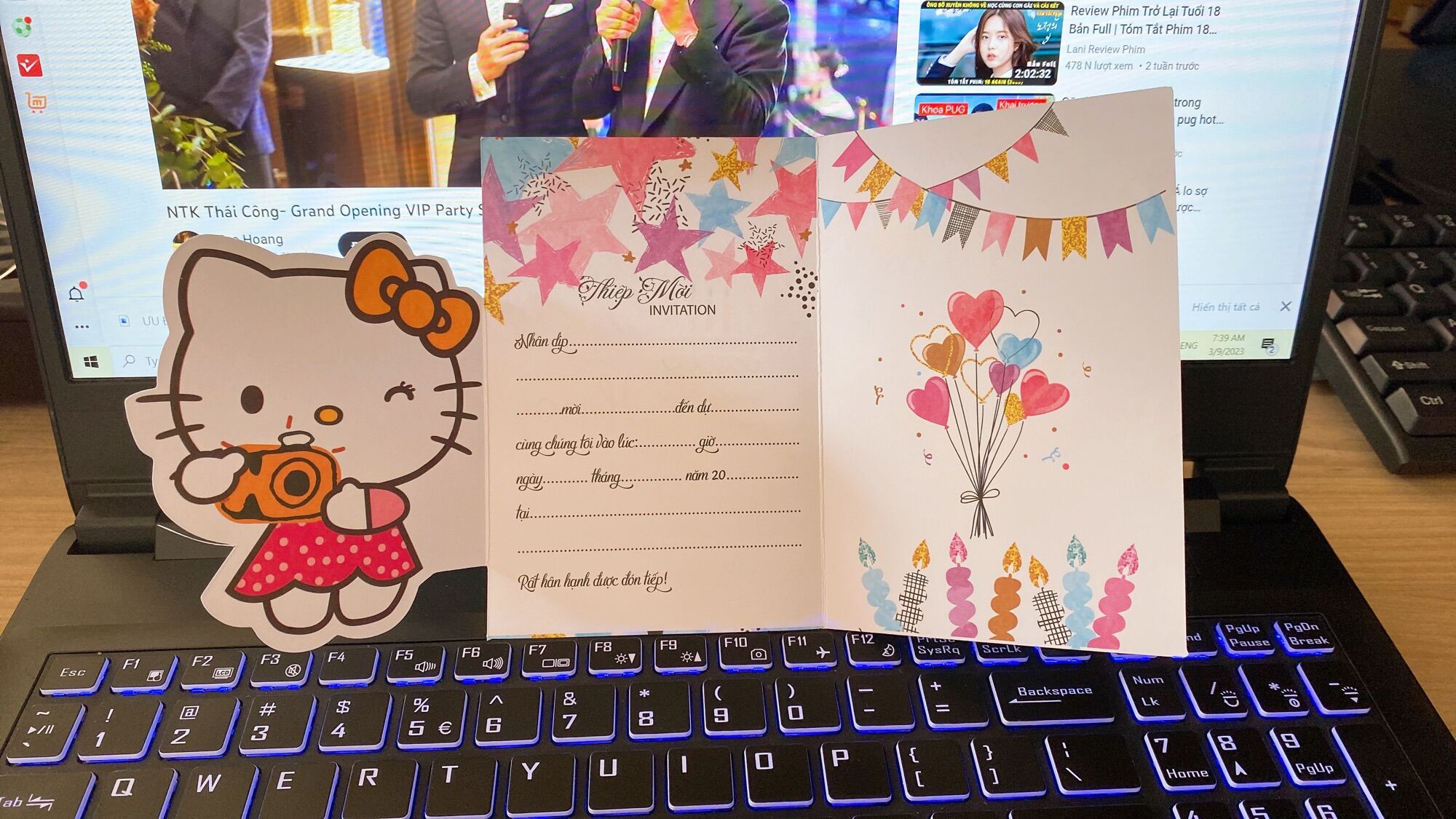 Thiệp mời Hello Kitty Hồng ATV