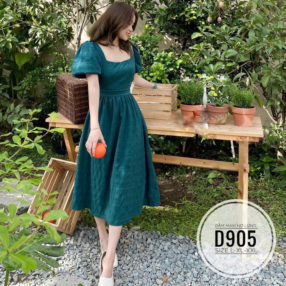 60-90kg BIGSIZE ĐẦM MAXI THẮT NƠ LƯNG D905