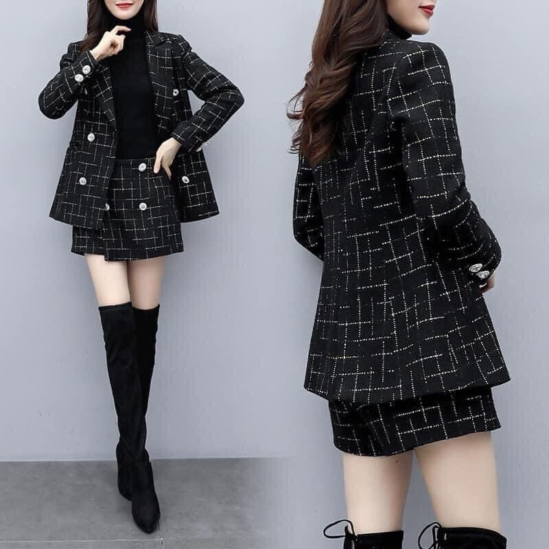 Set áo vest và quần short dạ