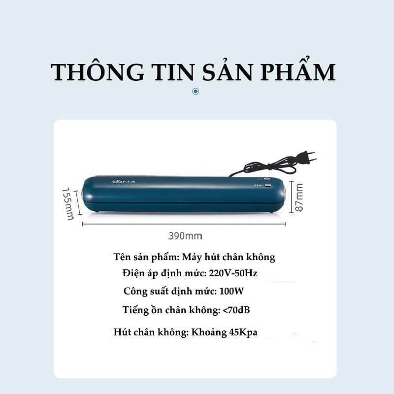 Máy hút chân không bảo quản thực phẩm, máy hàn miệng túi chính hãng Bear - LB410211