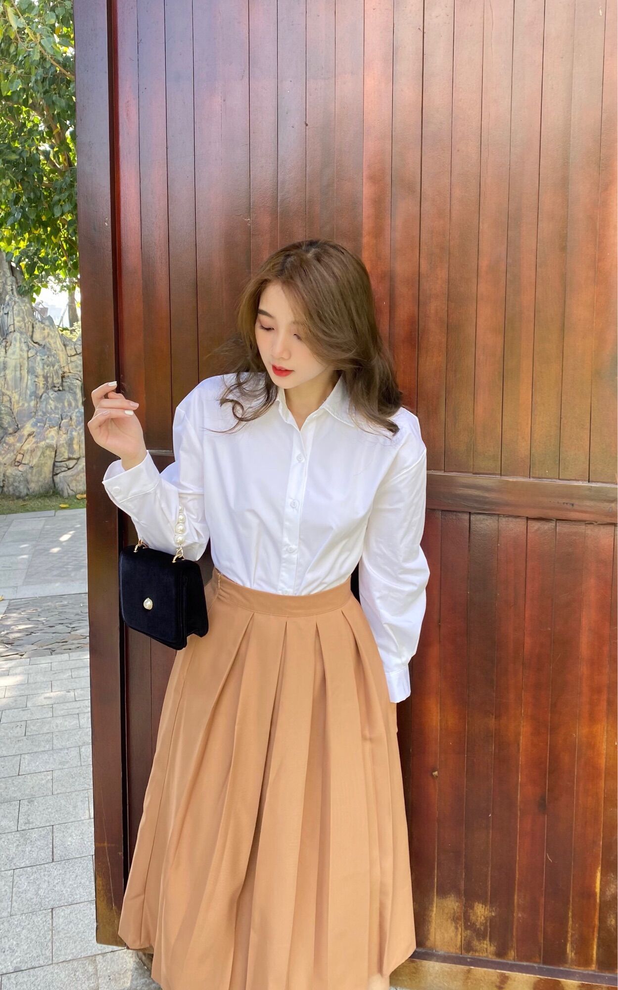 Chân váy xếp ly dáng dài Uimeecloset