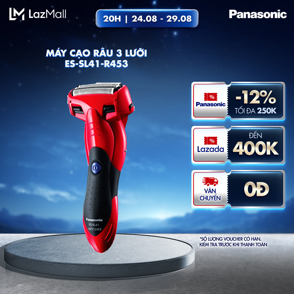 Máy Cạo Râu 3 Lưỡi Panasonic ES-SL41-S453/ES-SL41-R453 - Lưỡi Cắt Hình Cung An Toàn Cho Da - Thiết Kế Hiện Đại – Bộ Sạc Điện Nhanh - Bảo Hành Chính Hãng 12 tháng
