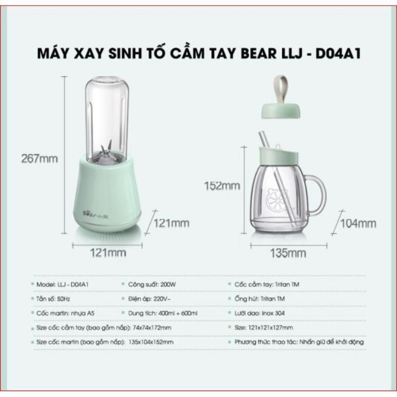 Máy xay sinh tố đa năng Bear LLJ-D04A1