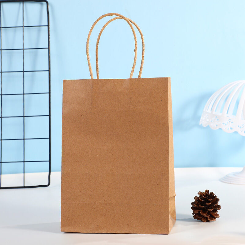 10 Chiếc Giấy Kraft Tặng Túi Có Tay Cầm Đa Năng Có Thể Tái Chế Lễ Hội Đám Cưới Sinh Nhật Mua Sắm DIY Bao Bì Túi 15x8x21cm