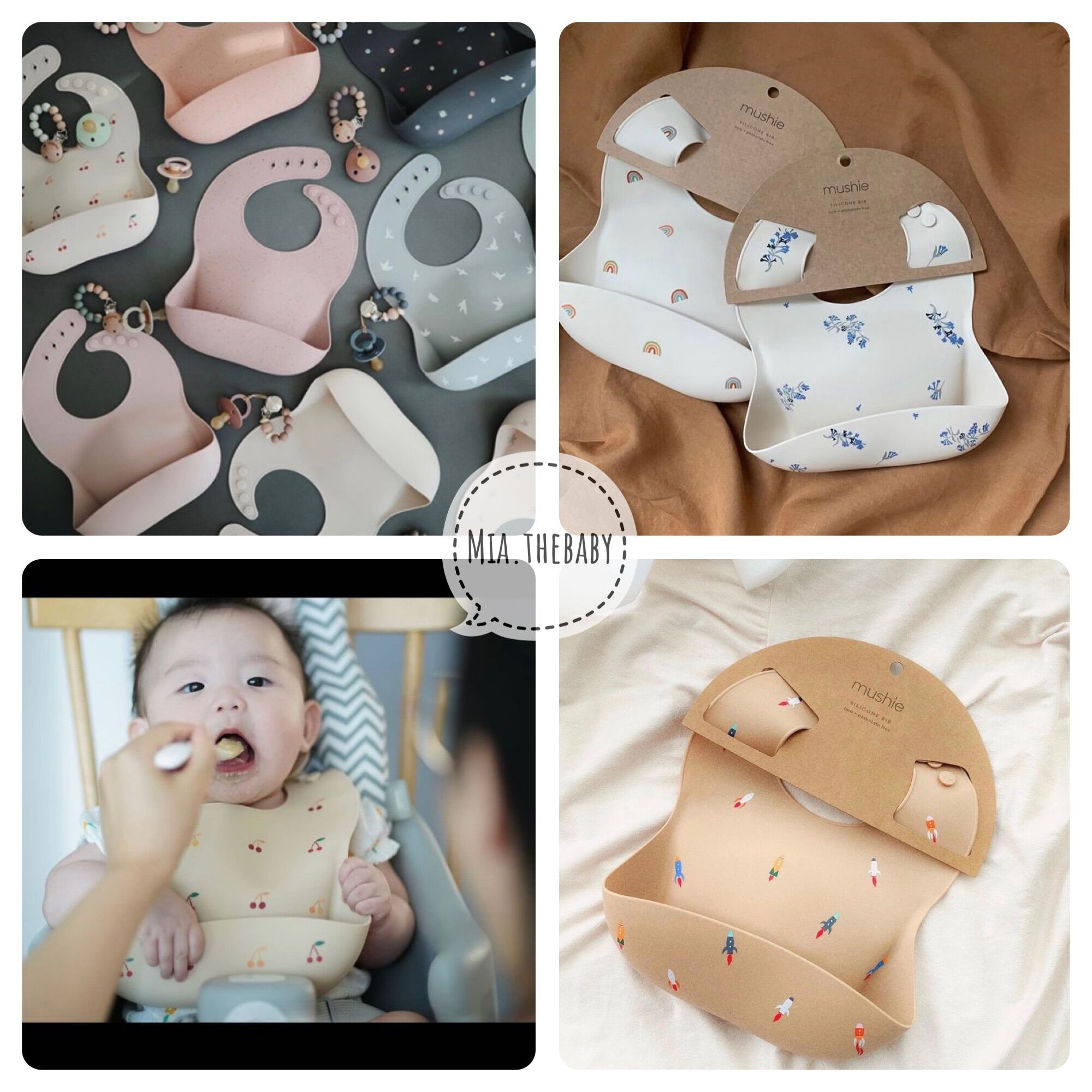 Yếm ăn dặm silicone MUSHIE cho bé