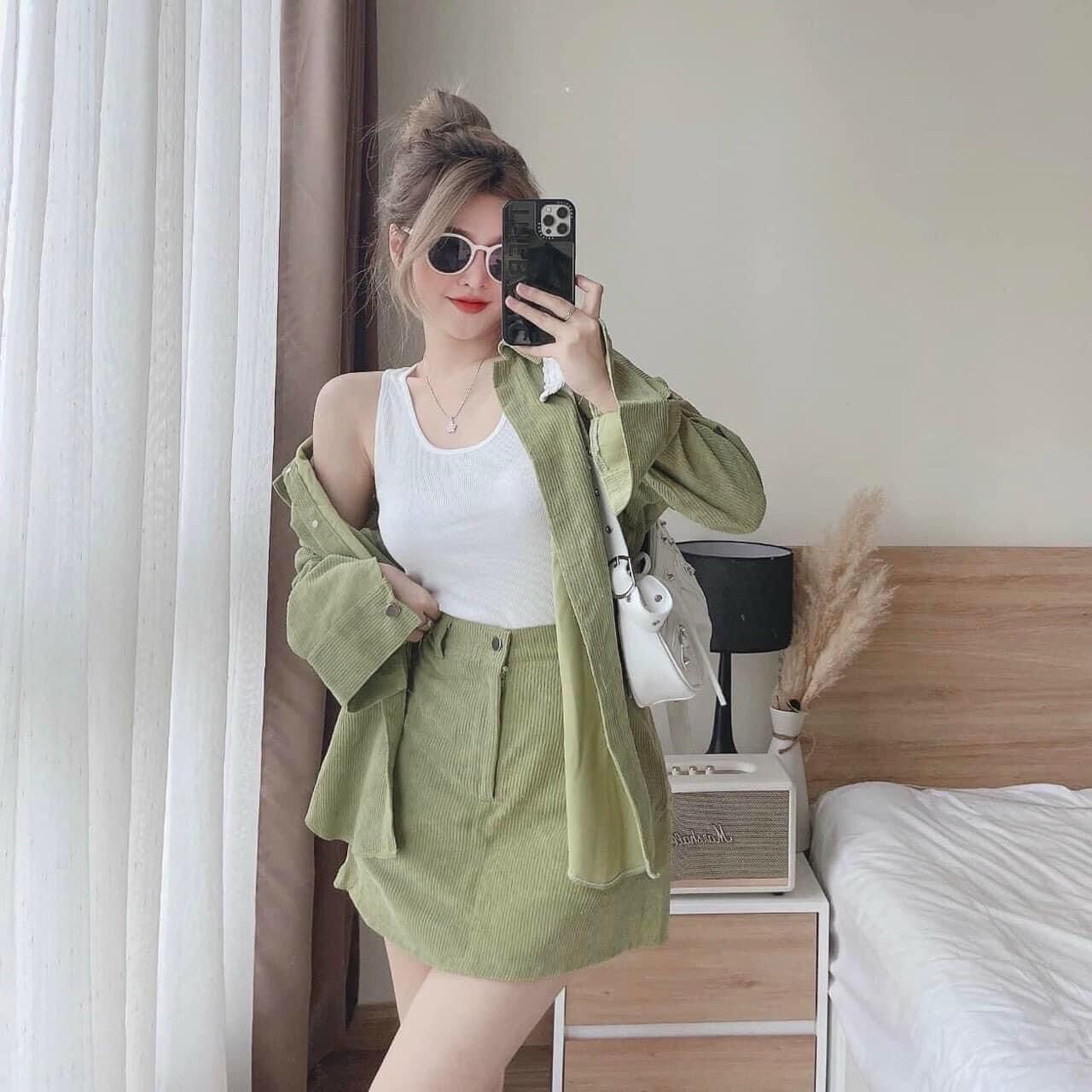 SÉT VÁY 3 MÓN NHUNG TĂM SẴN HÀNG FULL SIZE TL92
