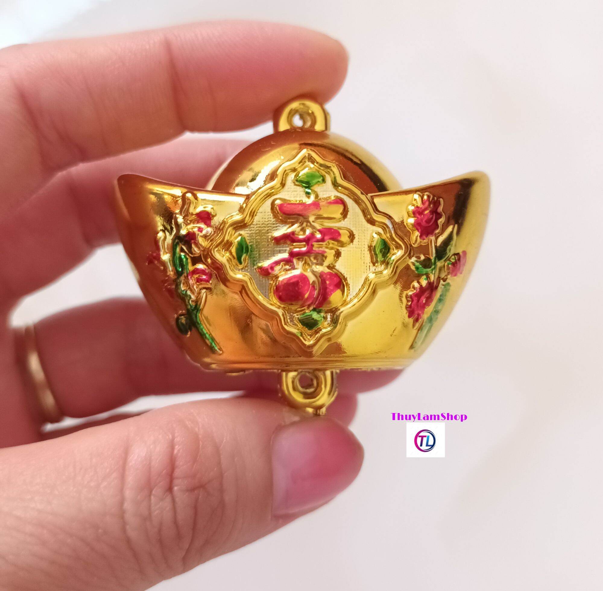 Thỏi vàng phong thủy in chữ Phúc Lộc trang trí cây cành vàng lá ngọc, treo trang trí lễ tết đặt bàn Thần Tài