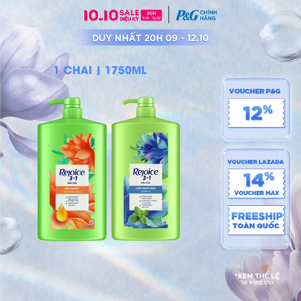 [Voucher 12%] Dầu Gội REJOICE Siêu Mềm Mượt Siêu Mềm Mượt Chai 1750ML