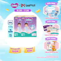 [Từ 22-23 tặng QUÀ TO-SLCH] Combo 2 Tã/bỉm quần Bobby 3mm Mega Jumbo Siêu khô thoáng XXL76 [Bao bì thay đổi theo từng đợt nhập hàng]